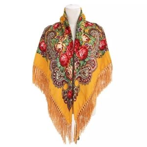 Tassel Scarf fashion Yellow color soft and warm